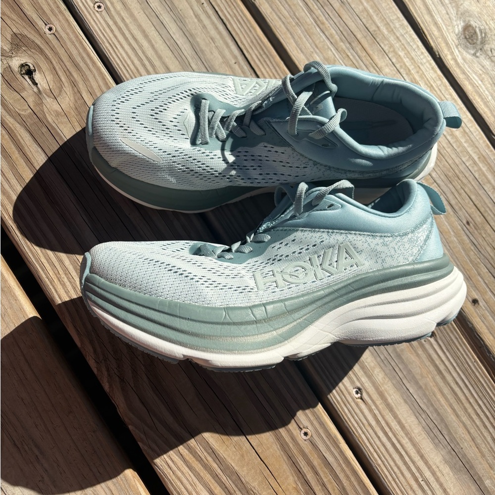 Hoka Women's Athletic Shoes - Light Blue and White